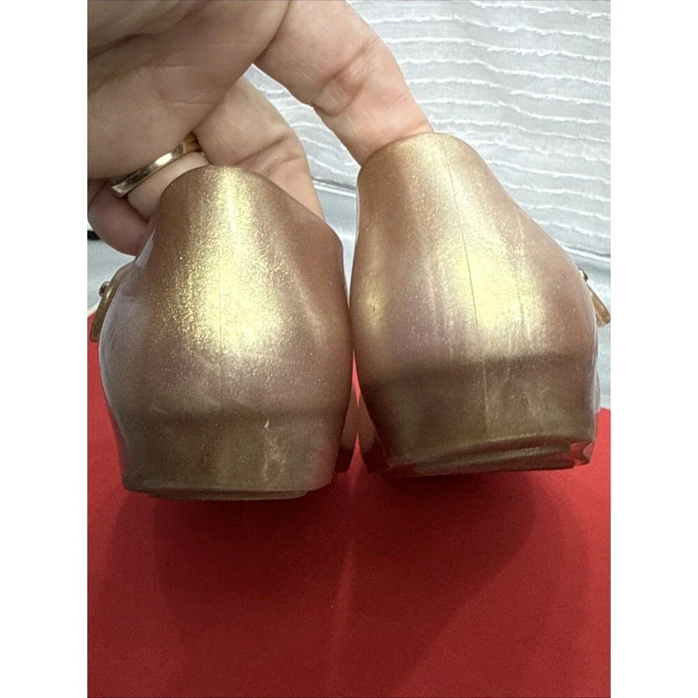 (B) Mini Melissa Toddler Girl's Beauty & Beast Rose Gold Mary jane Shoes Size 11